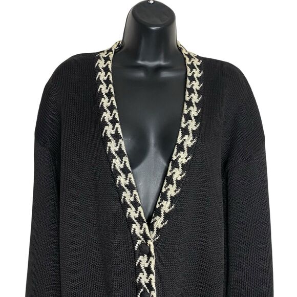 Vtg Talbots Cardigan Sweater Womens M Black Academia V-Neck Cozy Slouchy Preppy - Picture 5 of 10